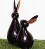 Black Resin Rabbit Figurine