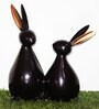 Black Resin Rabbit Figurine