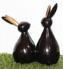 Black Resin Rabbit Figurine