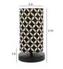 Black Round Metal Base Table Lamp with Geometric Print Shade
