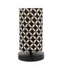 Black Round Metal Base Table Lamp with Geometric Print Shade