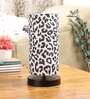 Black Round Metal Base Table Lamp with Leopard Print Shade