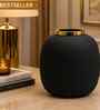 Black Rounded Square Flower Vase for Home Decor, Iron, Dual-Tone Matte Finish