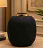 Black Rounded Square Flower Vase for Home Decor, Iron, Dual-Tone Matte Finish