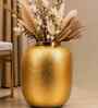 Gold Rounded Square Flower Vase for Home Decor, Iron, Matte Powder-Coated Finish Gold Rounded Square Flower Vase for Home Decor, Iron, Matte Powder-Coated Finish