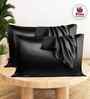 Black Satin Silk 72x46 cm Pillow Covers (Set of 2) With 1Pc Scrunchie Free