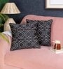 Black Satin Geometric 16x16 inches (Set of 2) Cushion Covers