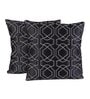 Black Satin Geometric 16x16 inches (Set of 2) Cushion Covers