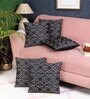 Black Satin Geometric 16x16 inches (Set of 5) Cushion Covers