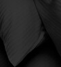 Black Satin Striped 210 TC Pure Cotton King Sized Bedsheet with 2 Pillow Covers