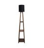 Victoria Black Cotton Fabric Shade Shelf Floor Lamp With Wood Base