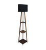 Victoria Black Cotton Fabric Shade Shelf Floor Lamp With Wood Base