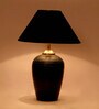 Flemish Black Fabric Shade Night Lamp With Teracotta Base