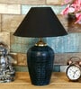 Flemish Black Fabric Shade Night Lamp With Teracotta Base