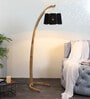 Black Shade Floor Lamp With Wood Base