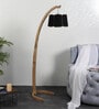 Black Shade Floor Lamp With Wood Base