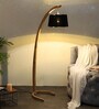 Black Shade Floor Lamp With Wood Base