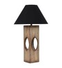 Black Shade Table Lamp With Wood Base