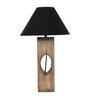 Black Shade Table Lamp With Wood Base