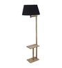 Black Shade Floor Lamp With Wood Base