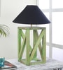 Black Shade Table Lamp With Wood Base