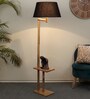 Black Shade Floor Lamp With Wood Base