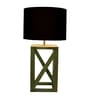 Black Shade Table Lamp With Wood Base