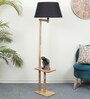 Black Shade Floor Lamp With Wood Base