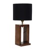 Avignon Black Cotton and Acrylic Shade Night Lamp With Mango wood Base