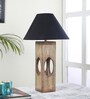 Black Shade Table Lamp With Wood Base