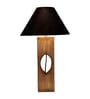 Black Shade Table Lamp With Wood Base