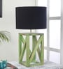 Black Shade Table Lamp With Wood Base