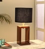 Avignon Black Cotton and Acrylic Shade Night Lamp With Mango wood Base