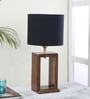 Avignon Black Cotton and Acrylic Shade Night Lamp With Mango wood Base