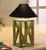 Black Shade Table Lamp With Wood Base