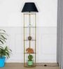 Black Shade Shelf Floor Lamp With Metal Base