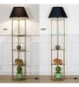 Black Shade Shelf Floor Lamp With Metal Base