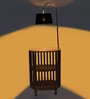 Henry Black Iron Shade Shelf Floor Lamp With Wood Base