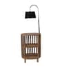 Henry Black Iron Shade Shelf Floor Lamp With Wood Base