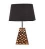Black Shade Table Lamp With Brown Woodden Base