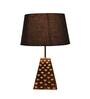 Black Shade Table Lamp With Brown Woodden Base
