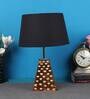 Black Shade Table Lamp With Brown Woodden Base