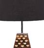 Black Shade Table Lamp With Brown Woodden Base