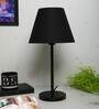 Kardish Black Cotton Shade Night Lamp With Metal Base