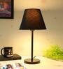 Kardish Black Cotton Shade Night Lamp With Metal Base