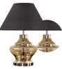 Dynamic Black Cottan Fabric Shade Night Lamp With Metal & Glass Base
