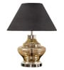 Dynamic Black Cottan Fabric Shade Night Lamp With Metal & Glass Base