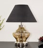 Dynamic Black Cottan Fabric Shade Night Lamp With Metal & Glass Base