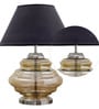 Gilford Black Cottan Fabric Shade Night Lamp With Metal & Glass Base
