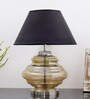 Gilford Black Cottan Fabric Shade Night Lamp With Metal & Glass Base